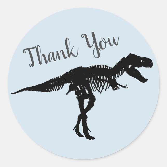 Dinosaur Party Tyrannosaurus RexThank You Stickers (Front)