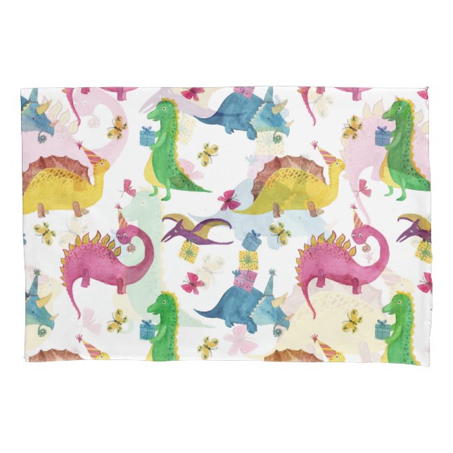 Dinosaur party: watercolor pattern. pillow case (Front)