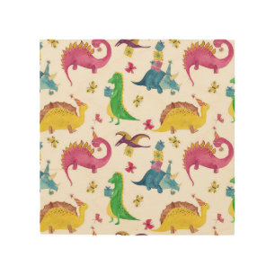 Dinosaur party: watercolor pattern. wood wall art