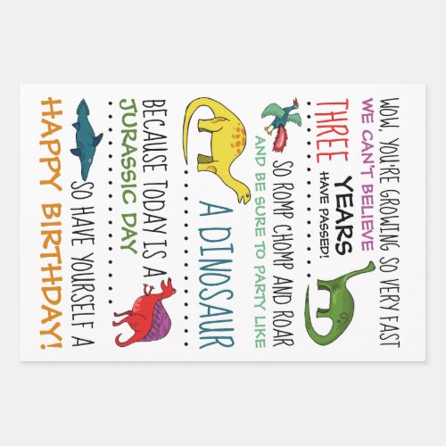Dinosaur Party Wrapping Paper Sheets