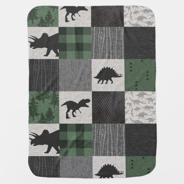 Dinosaur Patchwork Baby Blanket (Front)