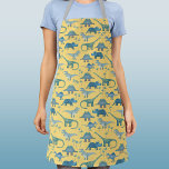 Dinosaur Pattern Apron<br><div class="desc">Lots of blue dinosaurs,  Tyrannosaurus rex,  Spinosaurus,  Stegosaurus,  Diplodocus and Triceratops.
Perfect for both carnivores and herbivores.</div>