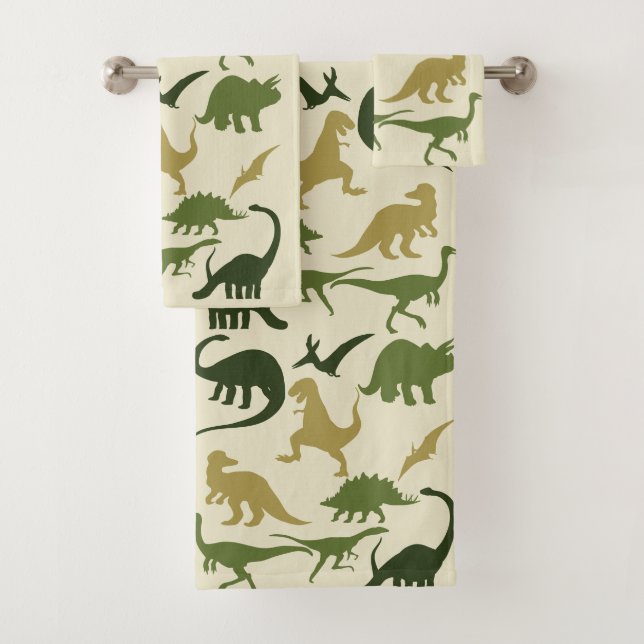 Dinosaur Pattern Bath Towel Set (Insitu)