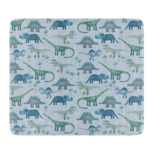 Dinosaur Pattern Blue Cutting Board
