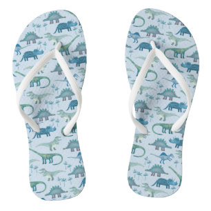 Dinosaur Pattern Blue Flip Flops