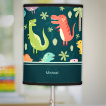 Dinosaur Pattern Blue Monogrammed Kid Boy Table Lamp