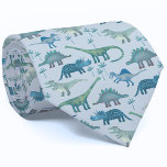 Dinosaur Pattern Blue Neck Tie<br><div class="desc">Lots of blue dinosaurs,  Tyrannosaurus rex,  Spinosaurus,  Stegosaurus,  Diplodocus and Triceratops. Perfect for museum curators,  paleontologists and anyone who likes dinosaurs.</div>