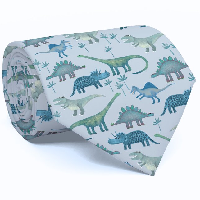 Dinosaur Pattern Blue Neck Tie (Dinosaur pattern blue neck tie)