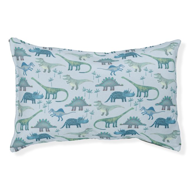 Dinosaur Pattern Blue Pet Bed (Front)