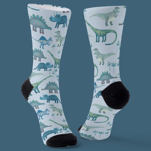 Dinosaur Pattern Blue Socks