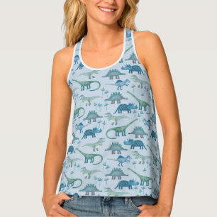 Dinosaur Pattern Blue Tank Top