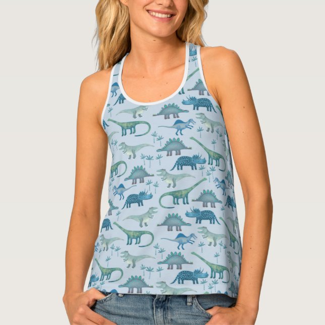 Dinosaur Pattern Blue Tank Top (Front)