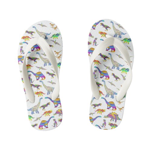 Dinosaur Pattern Colorful Kids Flip Flops