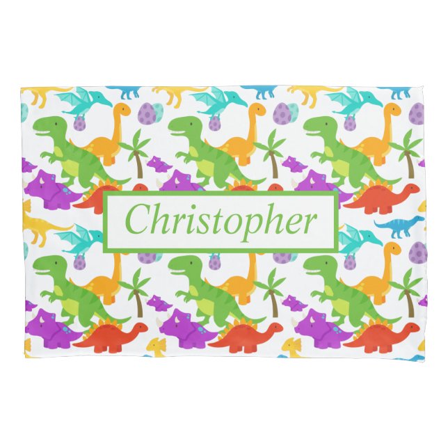 Dinosaur Pattern Colorful Pillow Case (Front)