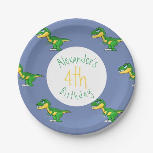 Dinosaur Pattern Cute Boys Age Birthday Paper Plates