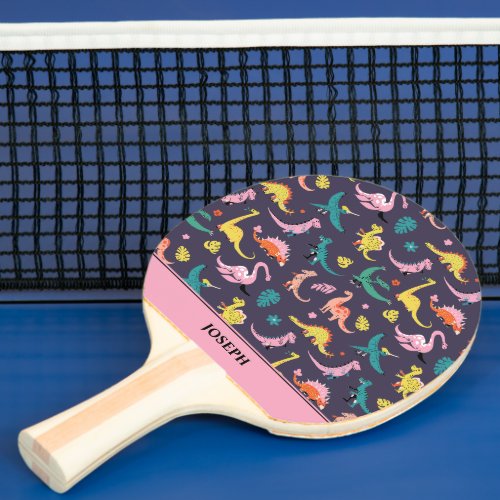 Dinosaur pattern design ping pong paddle