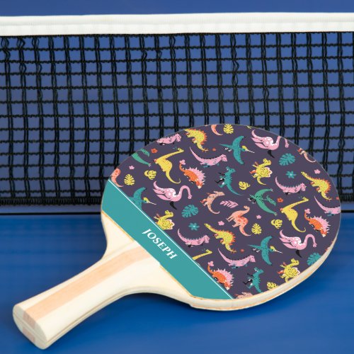 Dinosaur pattern design ping pong paddle