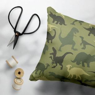 Dinosaur Pattern, Dinosaur Silhouette, Green Dino Accent Pillow