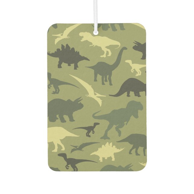 Dinosaur Pattern, Dinosaur Silhouette, Green Dino Air Freshener (Front)