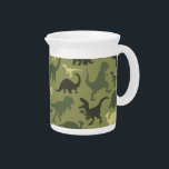 Dinosaur Pattern, Dinosaur Silhouette, Green Dino Beverage Pitcher<br><div class="desc">Cute,  fun and adorable pattern with dinosaur silhouettes in yellow and green color. Modern and trendy gift,  perfect for the dinosaur lover in your life.</div>