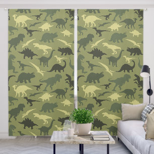 Dinosaur Pattern, Dinosaur Silhouette, Green Dino Blackout Curtains