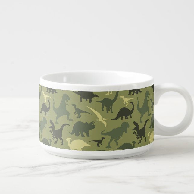 Dinosaur Pattern, Dinosaur Silhouette, Green Dino Bowl (Left)