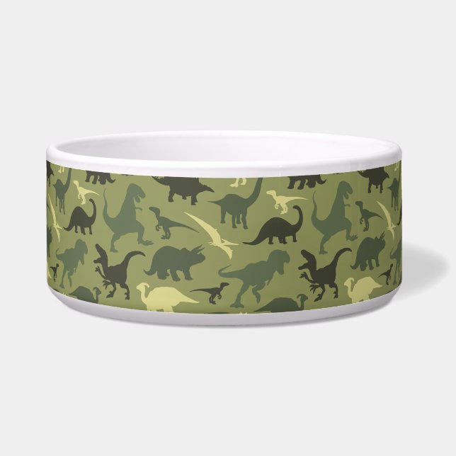 Dinosaur Pattern, Dinosaur Silhouette, Green Dino Bowl (Front)