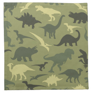 Dinosaur Pattern, Dinosaur Silhouette, Green Dino Cloth Napkin
