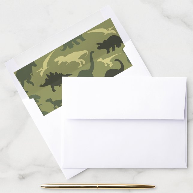 Dinosaur Pattern, Dinosaur Silhouette, Green Dino Envelope Liner (Desk)
