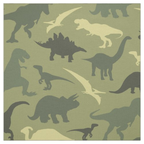 Dinosaur Pattern Dinosaur Silhouette Green Dino Fabric