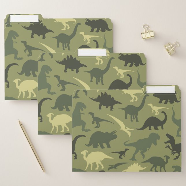 Dinosaur Pattern, Dinosaur Silhouette, Green Dino File Folder (Set)