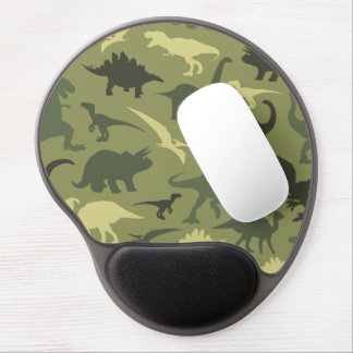 Dinosaur Pattern, Dinosaur Silhouette, Green Dino Gel Mouse Pad