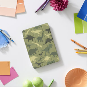Dinosaur Pattern, Dinosaur Silhouette, Green Dino iPad Mini Cover