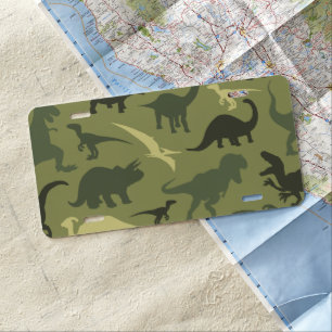 Dinosaur Pattern, Dinosaur Silhouette, Green Dino License Plate