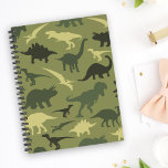 Dinosaur Pattern, Dinosaur Silhouette, Green Dino Notebook