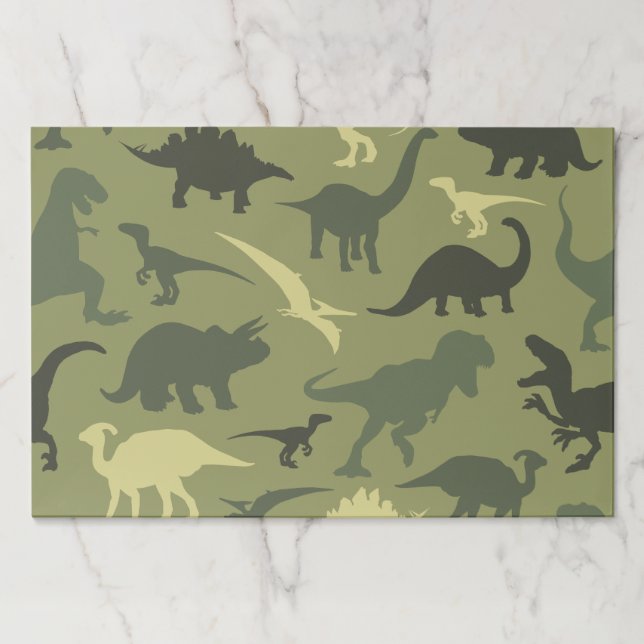 Dinosaur Pattern, Dinosaur Silhouette, Green Dino Paper Pad (Front)