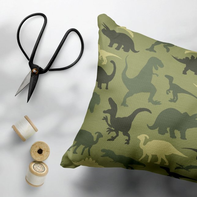 Dinosaur Pattern, Dinosaur Silhouette, Green Dino Pillow Case (Creator Uploaded)