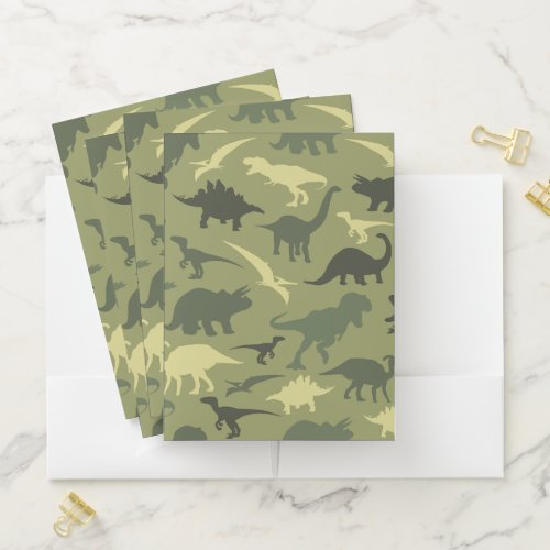 Dinosaur Pattern, Dinosaur Silhouette, Green Dino Pocket Folder Dinosaur Pattern, Dinosaur Silhouette, Green Dino Pocket Folder