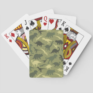 Dinosaur Pattern, Dinosaur Silhouette, Green Dino Poker Cards
