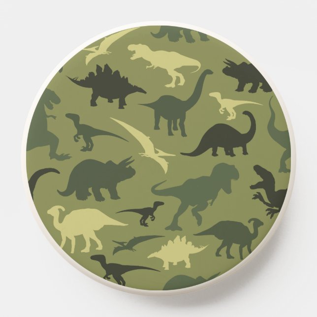 Dinosaur Pattern, Dinosaur Silhouette, Green Dino PopSocket (Popsocket)