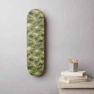 Dinosaur Pattern, Dinosaur Silhouette, Green Dino Skateboard
