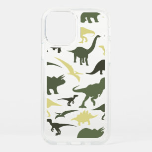 Dinosaur Pattern, Dinosaur Silhouette, Green Dino Speck iPhone 12 Case
