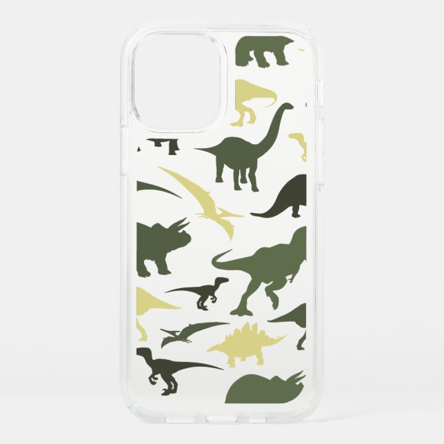 Dinosaur Pattern, Dinosaur Silhouette, Green Dino Speck iPhone 12 Case (Front)