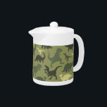 Dinosaur Pattern, Dinosaur Silhouette, Green Dino Teapot<br><div class="desc">Cute,  fun and adorable pattern with dinosaur silhouettes in yellow and green color. Modern and trendy gift,  perfect for the dinosaur lover in your life.</div>