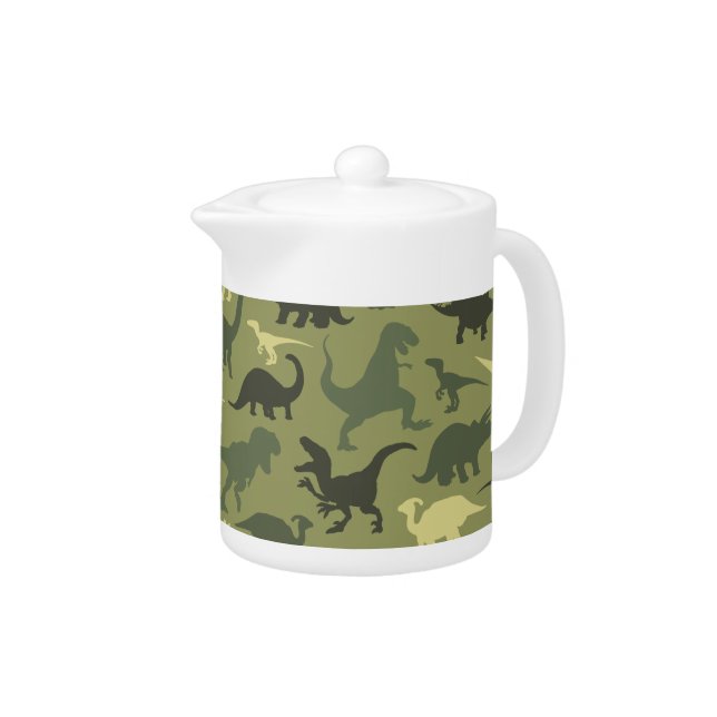 Dinosaur Pattern, Dinosaur Silhouette, Green Dino Teapot (Right)