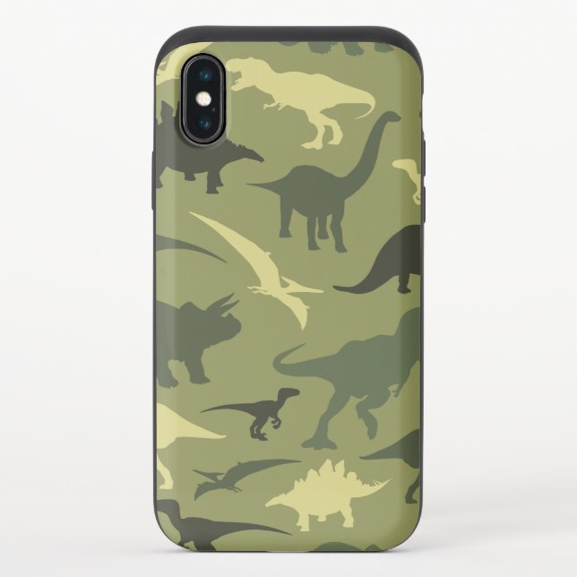 Dinosaur Pattern, Dinosaur Silhouette, Green Dino Uncommon iPhone Case (Back)