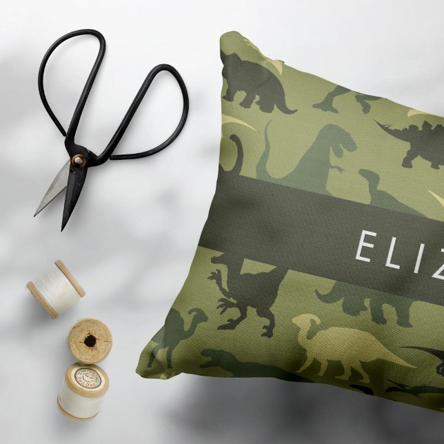 Dinosaur Pattern, Dinosaur Silhouette, Your Name Accent Pillow (Creator Uploaded)