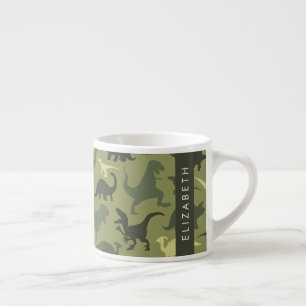 Dinosaur Pattern, Dinosaur Silhouette, Your Name Espresso Cup