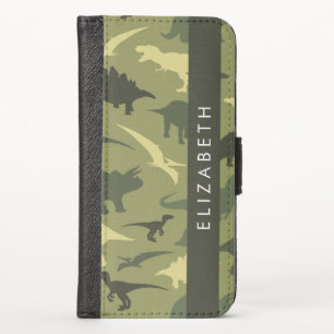 Dinosaur Pattern, Dinosaur Silhouette, Your Name iPhone X Wallet Case