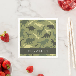 Dinosaur Pattern, Dinosaur Silhouette, Your Name Napkins